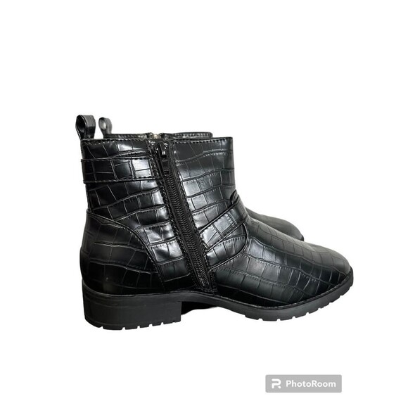 Tinstree Women's Round Toe Low Heel Slouchy Bootie Side Zipper & Buckle Strap 9 - Picture 6 of 9